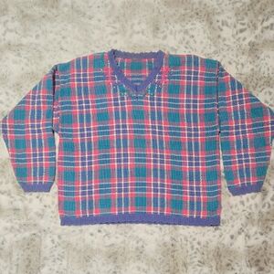 Vintage Pastel Plaid Sweater